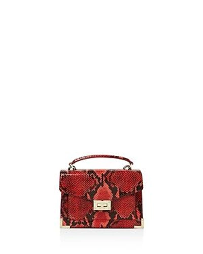 Shop The Kooples Emily Snake-embossed Leather Mini Crossbody In Red