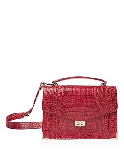 Shop The Kooples Emily Croc-embossed Leather Maxi Crossbody In Red