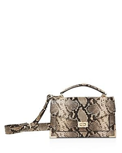 Shop The Kooples Emily Snake-embossed Leather Medium Crossbody In Taupe