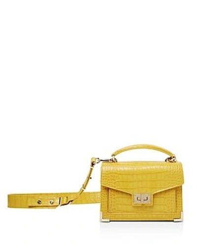 Shop The Kooples Emily Croc-embossed Leather Mini Crossbody In Yellow