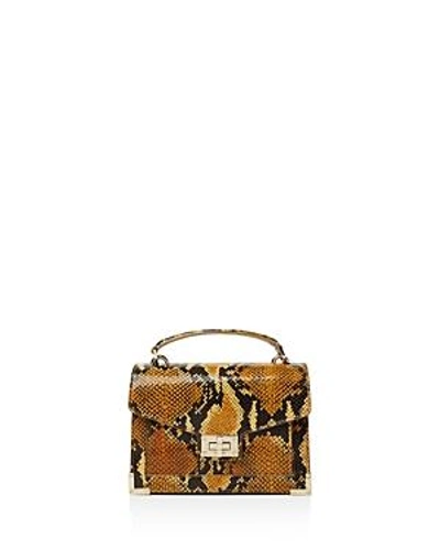 Shop The Kooples Emily Snake-embossed Leather Mini Crossbody In Ocre