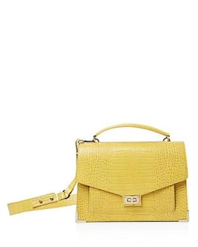 Shop The Kooples Emily Croc-embossed Leather Maxi Crossbody In Yellow