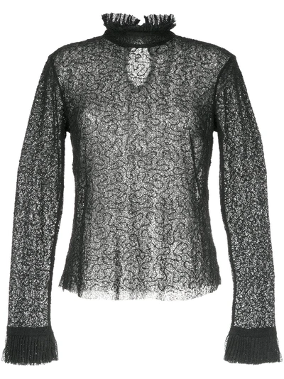 Shop Aje Themeda Ruffle Neck Embellished Blouse