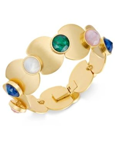 Shop Kate Spade New York Gold-tone Multi-stone & Polished Disc Link Bracelet