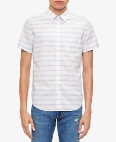 Shop Calvin Klein Jeans Est.1978 Men's Space-dyed Striped Shirt In White