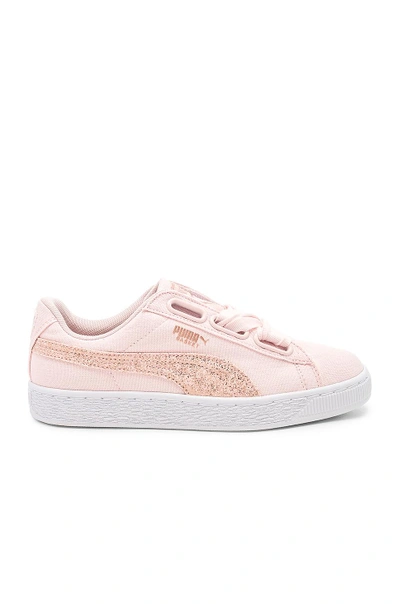 Shop Puma Basket Heart Canvas Sneaker In Pink. In Pearl  White & Rose Gold