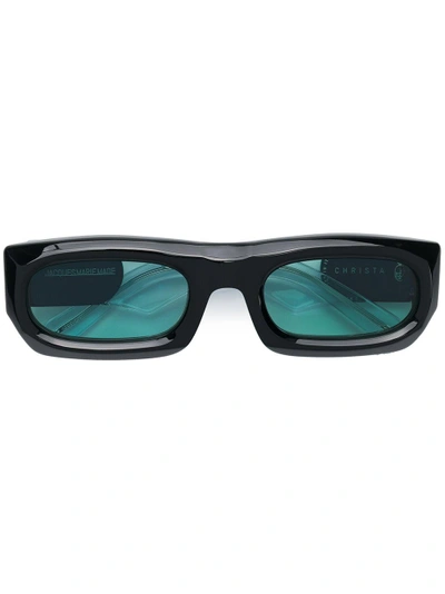 Shop Jacques Marie Mage Christa Rectangular Sunglasses In Black