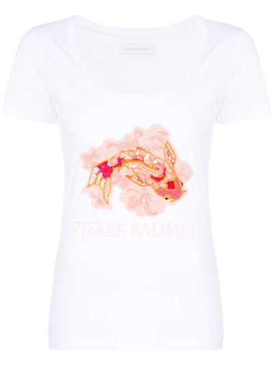 Shop Pierre Balmain Fish Appliqué T-shirt - White