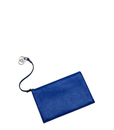 Shop Stuart Weitzman The Link Double Zip Pouch In Blue Violet Leather