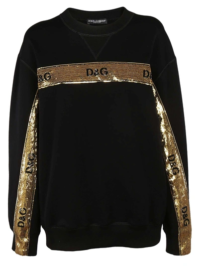 Shop Dolce & Gabbana Sequined Logo Banner Sweatshirt