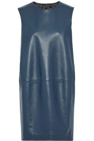Shop Lanvin Woman Leather Mini Dress Storm Blue