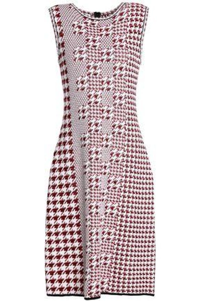 Shop Oscar De La Renta Jacquard-knit Virgin Wool Dress In White