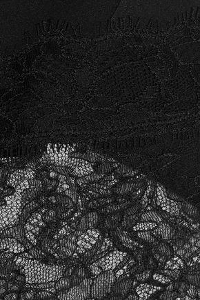Shop La Perla Woman Corded Lace-paneled Stretch-knit Corset Black