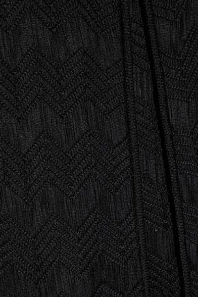 Shop Oscar De La Renta Woman Crocheted Silk Jacket Black