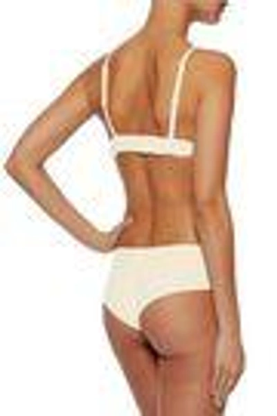 Shop La Perla Woman Stretch-jersey And Guipure Lace Mid-rise Briefs Ivory