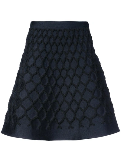 Shop Oscar De La Renta Net Jacquard Knit Skirt - Black