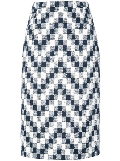 chevron checked pattern pencil skirt