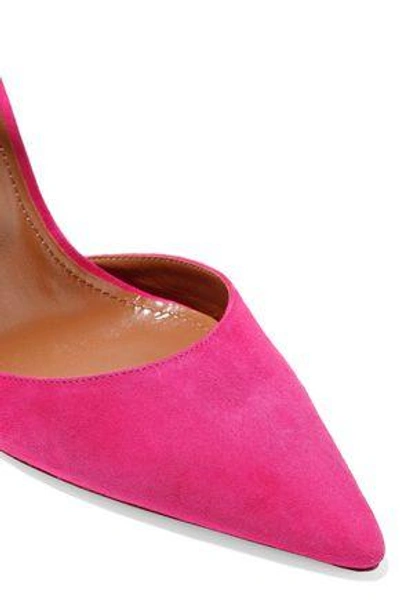 Shop Aquazzura Woman Heartbreaker Suede Pumps Bright Pink
