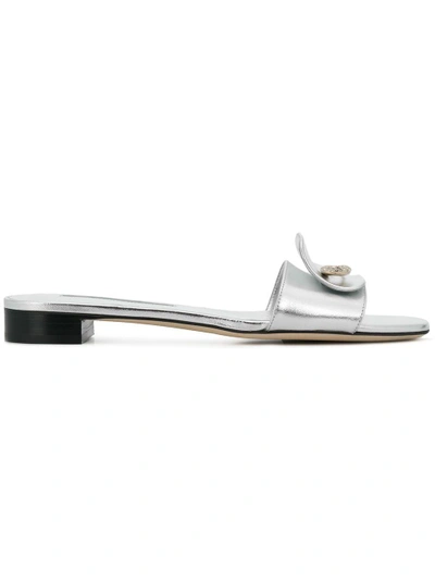 Shop Brian Atwood Safety Pin Detail Sandals - Metallic