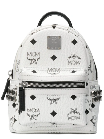 Shop Mcm Small Logo Backpack In Wt001 White