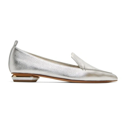 Shop Nicholas Kirkwood Silver Leather Beya Loafers