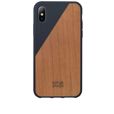 Shop Native Union Wood Edition Clic Iphone X Case In Blue