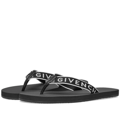 Shop Givenchy Logo Flip Flops In Black