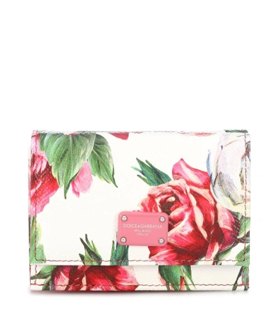 Shop Dolce & Gabbana Floral Leather Wallet In White