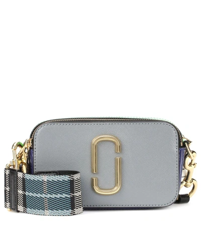 Shop Marc Jacobs Snapshot Small Leather Shoulder Bag In Grey