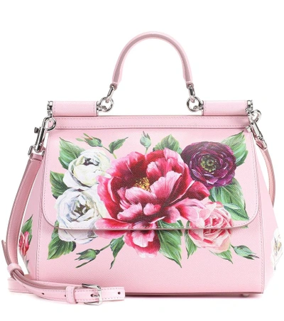 Shop Dolce & Gabbana Sicily Medium Leather Shoulder Bag In Pink