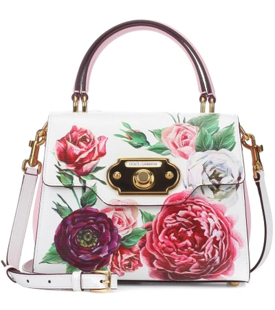 Shop Dolce & Gabbana Welcome Medium Leather Shoulder Bag In White