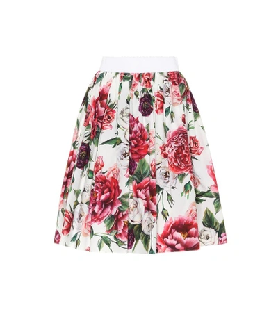 Shop Dolce & Gabbana Floral-printed Cotton Skirt In Multicoloured