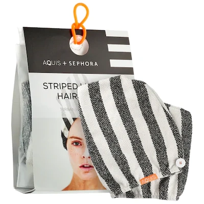 Shop Aquis + Sephora Striped Lisse Luxe Hair Turban