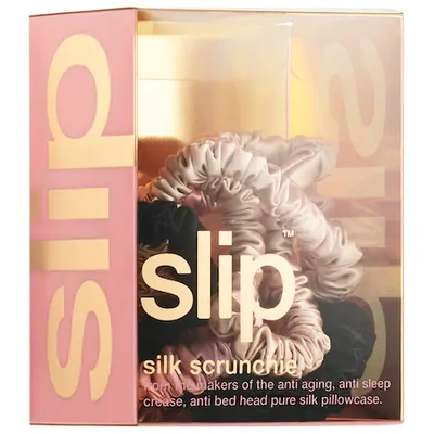 Shop Slip Small Silk&trade; Scrunchies Black, Pink, Caramel 6 Pack