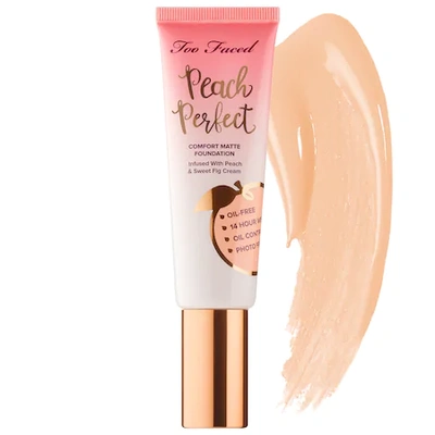 Shop Too Faced Peach Perfect Comfort Matte Foundation - Peaches And Cream Collection Snow 1.6 oz/ 48 ml