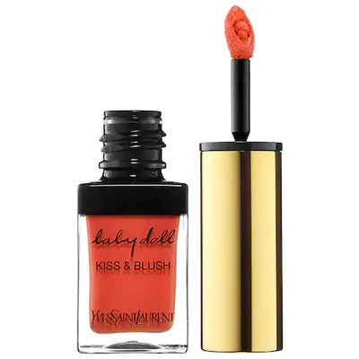 Shop Saint Laurent Baby Doll Kiss & Blush Lips & Cheeks 04 Orange Fougueux 0.33 oz/ 10 ml