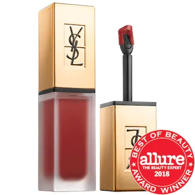 Shop Saint Laurent Tatouage Couture Liquid Matte Lip Stain 8 Black Red Code .20 oz/ 6 ml