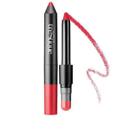 Shop Trestique Matte Color & Shiny Balm Lip Crayon Chile Red Lip Crayon: 0.06 oz/ 1.8 G, Balm: 0.04 oz / 1.1 G