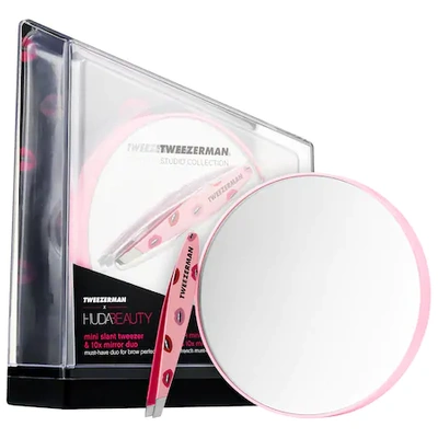 Shop Tweezerman X Huda Beauty Collection Mini Slant Tweezer & 10x Mirror Duo