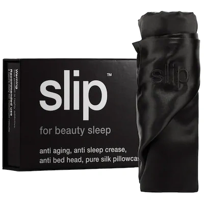Slip Embroidered Silk Queen Pillowcase In Gray | ModeSens