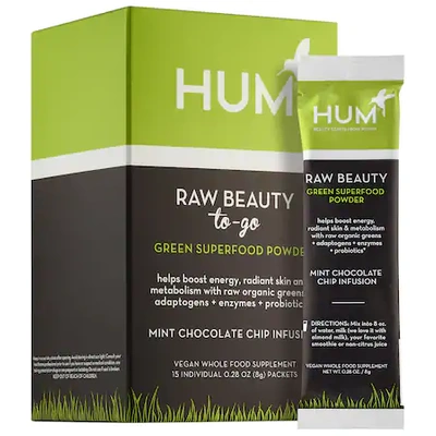Shop Hum Nutrition Raw Beauty Skin & Energy Green Superfood Powder Mint Chocolate 15 X 0.28 oz/ 8 G Packets