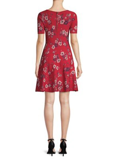 Shop Milly Twilight Floral Flare Dress In Scarlet Multi
