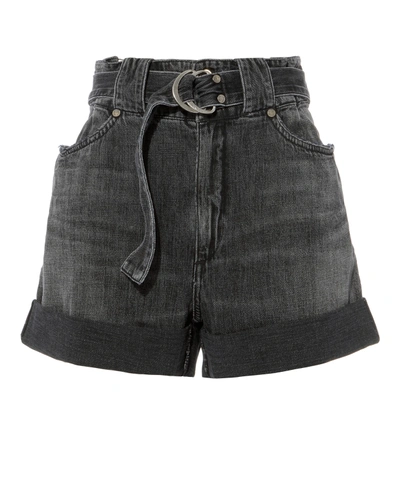 Shop Jean Atelier Cinched Denim Shorts Grey