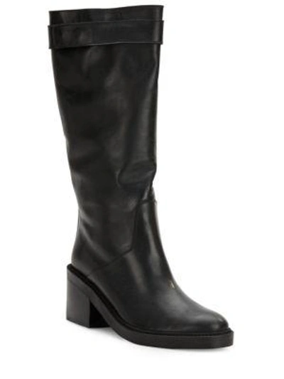 Shop Helmut Lang Slouch Mid-calf Leather Boots In Black