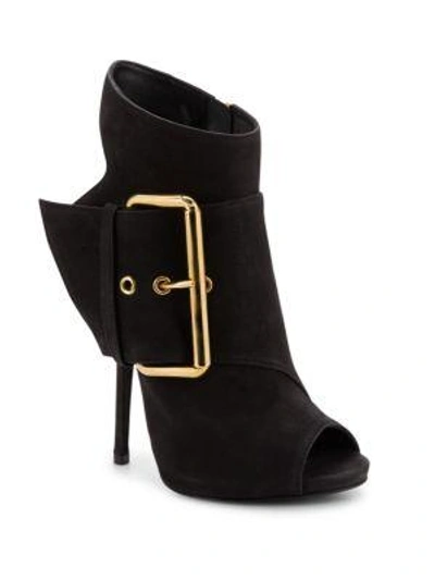 Shop Giuseppe Zanotti Leather Cutout-heel Booties In Black