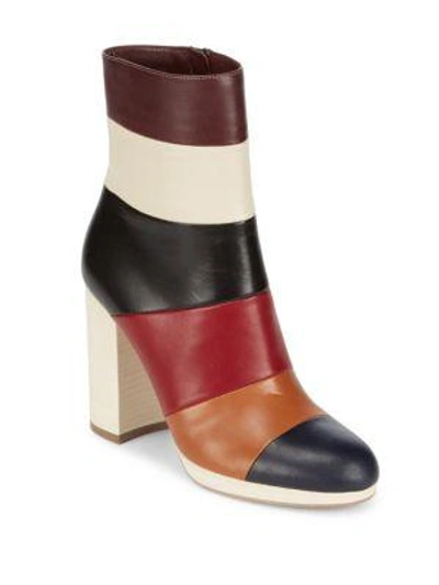 Shop Valentino Colorblocked Leather Booties In White Multi