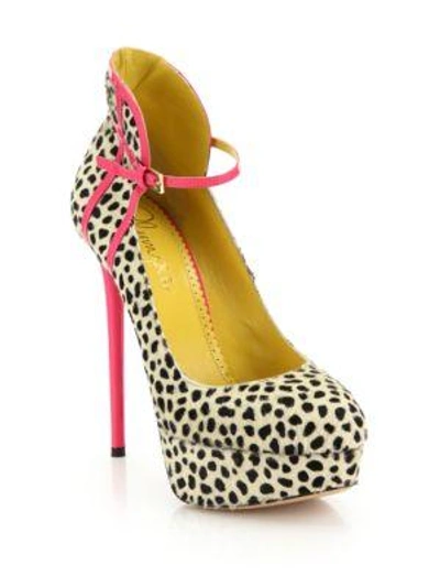 Shop Charlotte Olympia Lucille Printed Calf Hair & Leather Platform Pumps In Cheetah