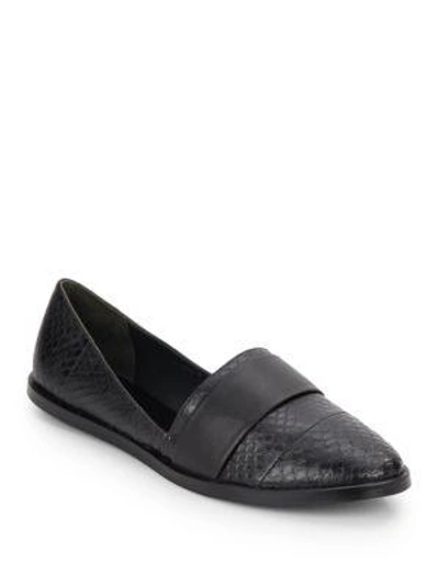 Shop Vince Mason Snake-embossed Leather & Leather Flats In Black