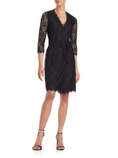 Shop Diane Von Furstenberg Julianna Floral Lace Wrap Dress In Black