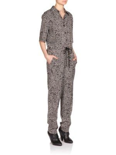 Shop Sonia Rykiel Mini-star Crepe Satin Jumpsuit In Noir Blanc